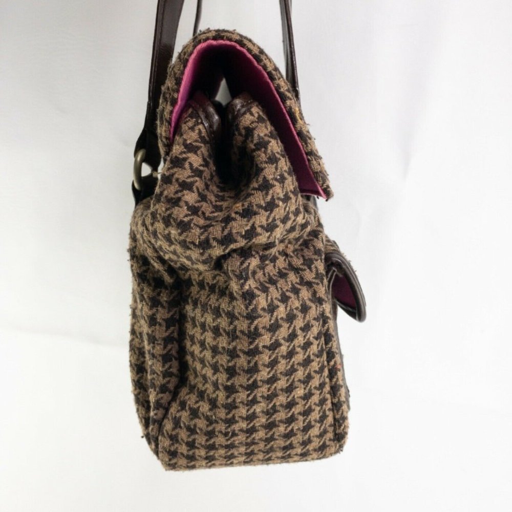 Liz Claiborne Bag Womens Wool Blend Outer Pockets Purse Hounds Tooth 10X8X4 - Picture 7 of 9